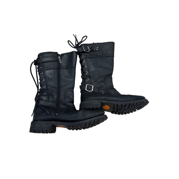 Harley Davidson men’s black leather shoes biker boots size 9M SKU 3035 main image 5
